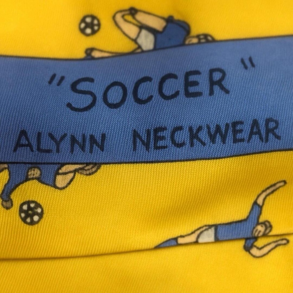 Allyn Neckwear Tie Soccer Player Yellow Tie #worldcup Made In USA  READ